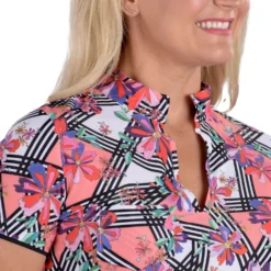 SwingDish Women's Mia Short Sleeve Golf Polo Print -Golf Apparel Shop unnamed file 10003