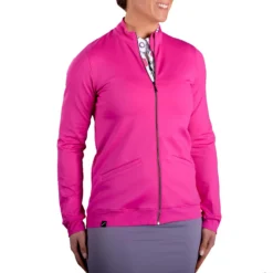 SwingDish Women's Kendal Full Zip Golf Jacket Pink