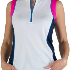 Jofit Women's Color Block Sleeveless 1/4 Zip Golf Polo White