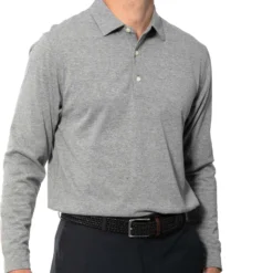 Dunning Men's Vance Natural Hand Long Sleeve Golf Polo Grey Heather