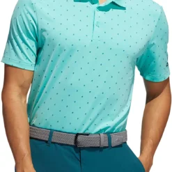 Adidas Men's Ultimate Print Polo Shirt Acid Mint/wild Teal