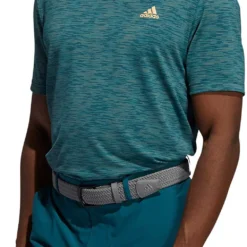 Adidas Men's HEAT.RDY Broken Stripe Golf Polo Wild Teal/acid Mint/orang