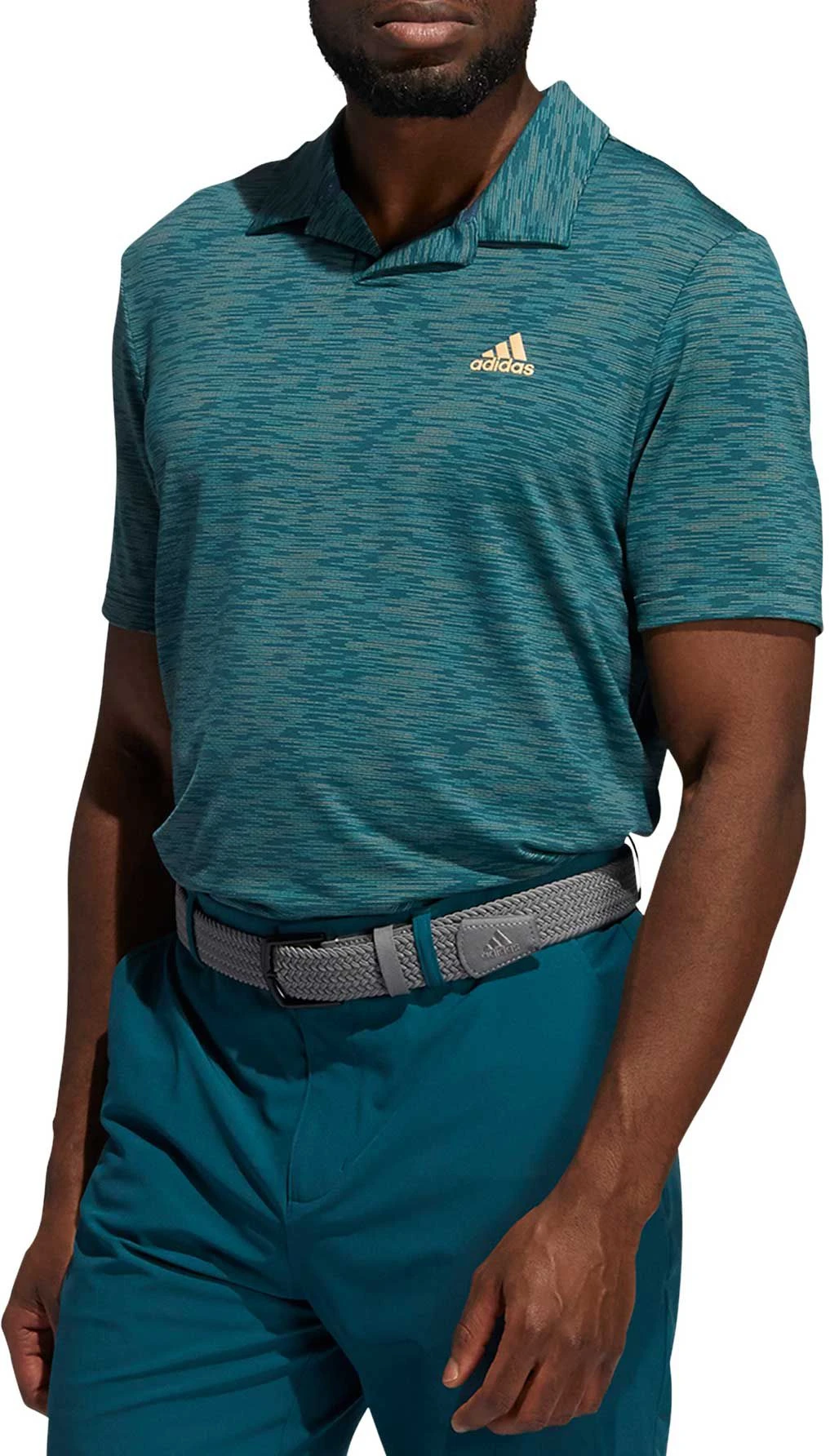 Adidas Men's HEAT.RDY Broken Stripe Golf Polo Wild Teal/acid Mint/orang 3 Adidas Men's HEAT.RDY Broken Stripe Golf Polo Wild Teal/acid Mint/orang