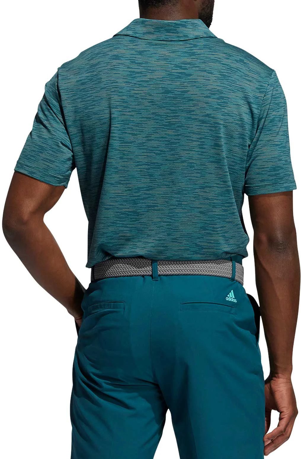 Adidas Men's HEAT.RDY Broken Stripe Golf Polo Wild Teal/acid Mint/orang 4 Adidas Men's HEAT.RDY Broken Stripe Golf Polo Wild Teal/acid Mint/orang - Image 2
