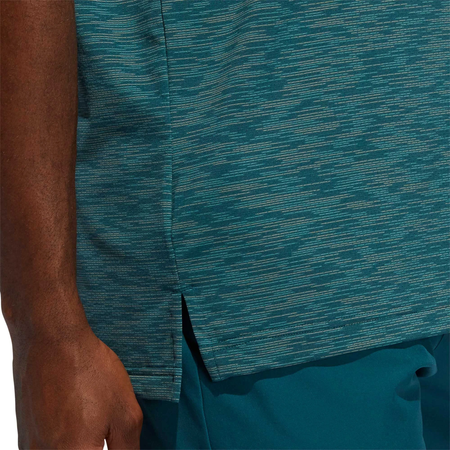 Adidas Men's HEAT.RDY Broken Stripe Golf Polo Wild Teal/acid Mint/orang 7 Adidas Men's HEAT.RDY Broken Stripe Golf Polo Wild Teal/acid Mint/orang - Image 5