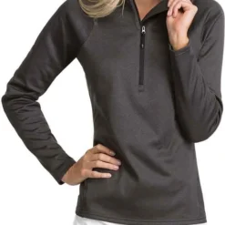 Antigua Women's Shield Golf Quarter-Zip Black Heather