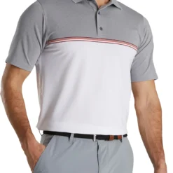 FootJoy Men's Color Block Golf Polo Grey/white