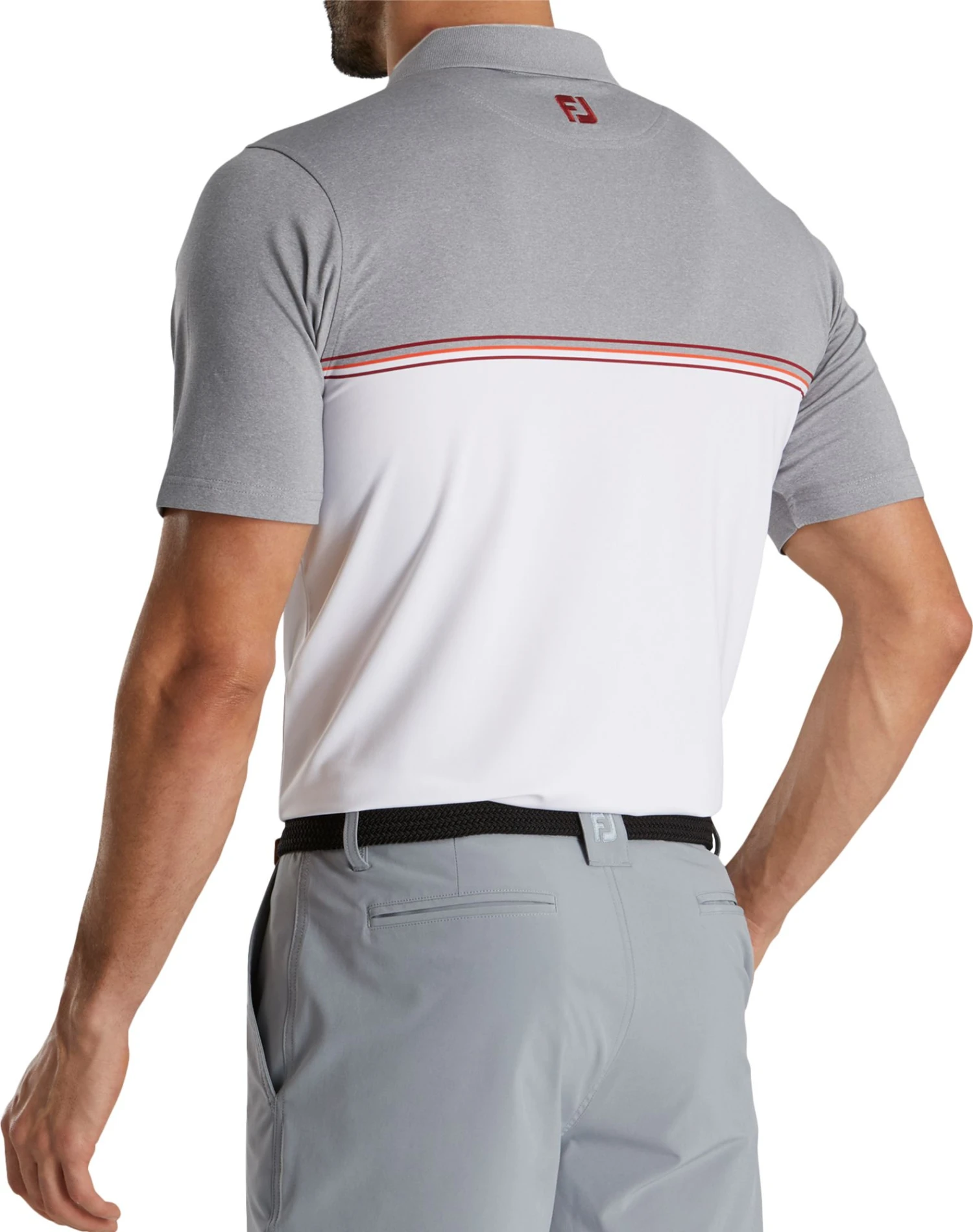 FootJoy Men's Color Block Golf Polo Grey/white 4 FootJoy Men's Color Block Golf Polo Grey/white - Image 2