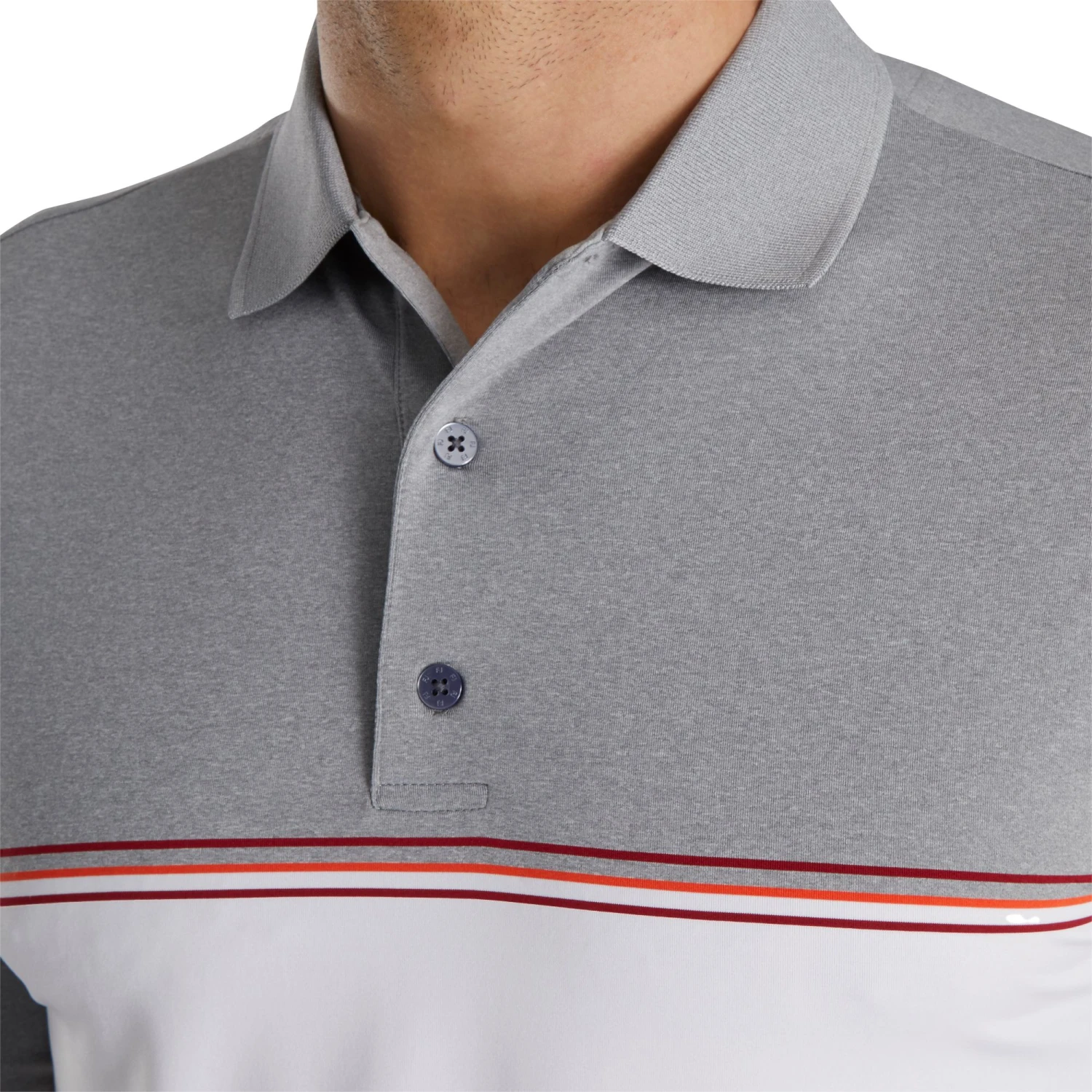 FootJoy Men's Color Block Golf Polo Grey/white 5 FootJoy Men's Color Block Golf Polo Grey/white - Image 3
