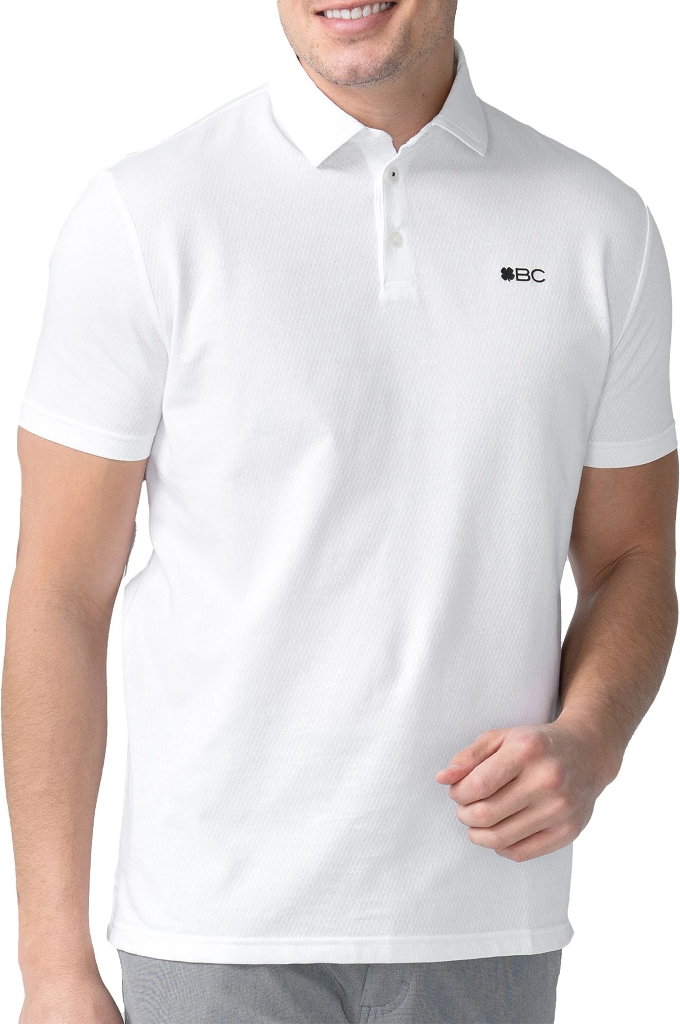 Black Clover Men's Link Golf Polo White 3 Black Clover Men's Link Golf Polo White