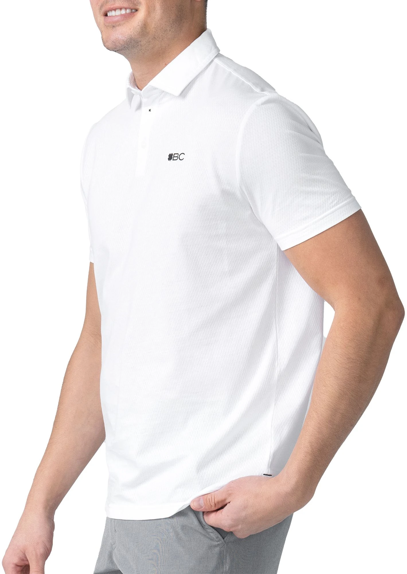Black Clover Men's Link Golf Polo White 5 Black Clover Men's Link Golf Polo White - Image 3
