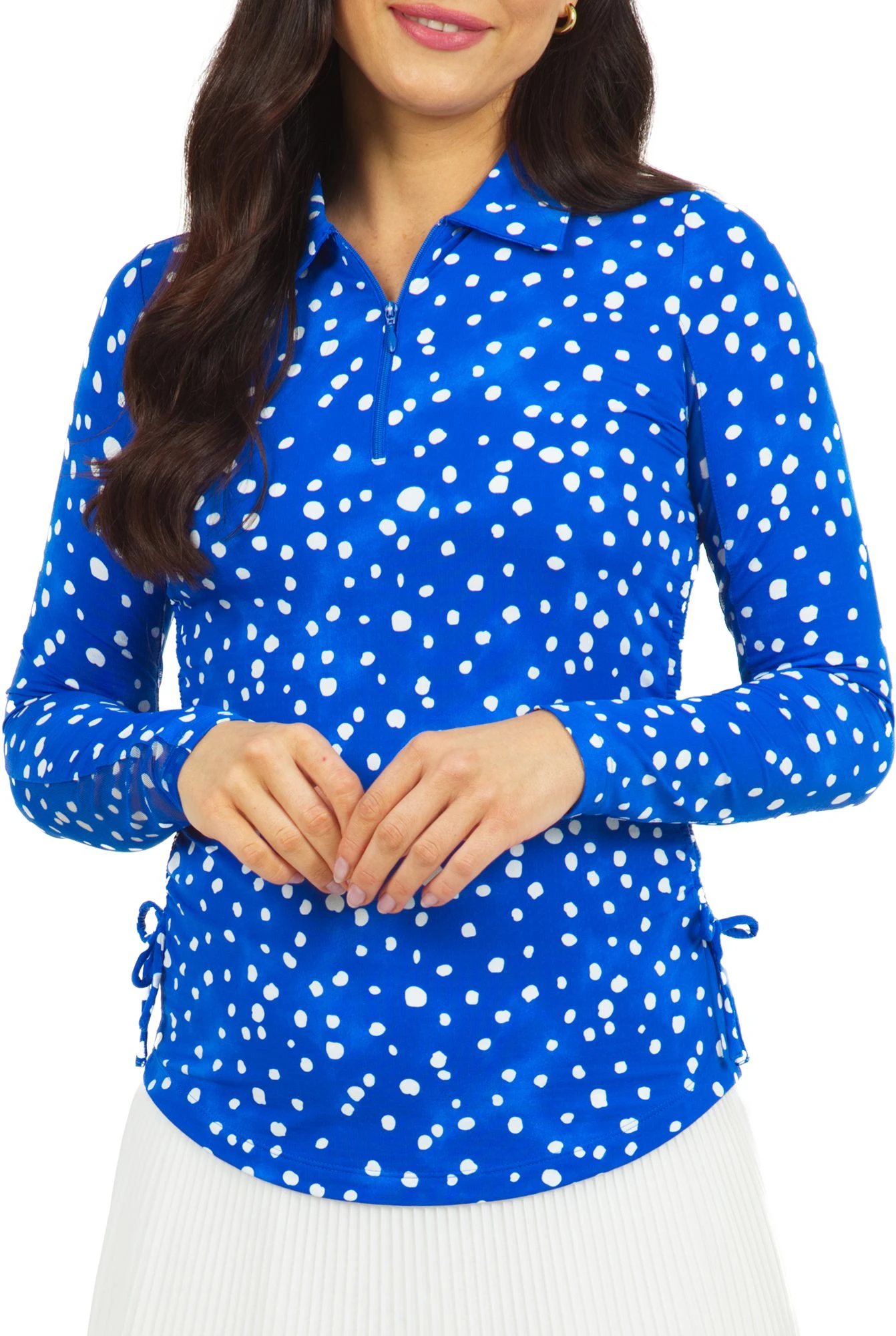 IBKUL Women's Long Sleeve Evelyn Print 1/4 Zip Golf Polo Evelyn Blue/white 3 IBKUL Women's Long Sleeve Evelyn Print 1/4 Zip Golf Polo Evelyn Blue/white