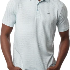 TravisMathew Men's O Line Golf Polo Heather Airy Blue