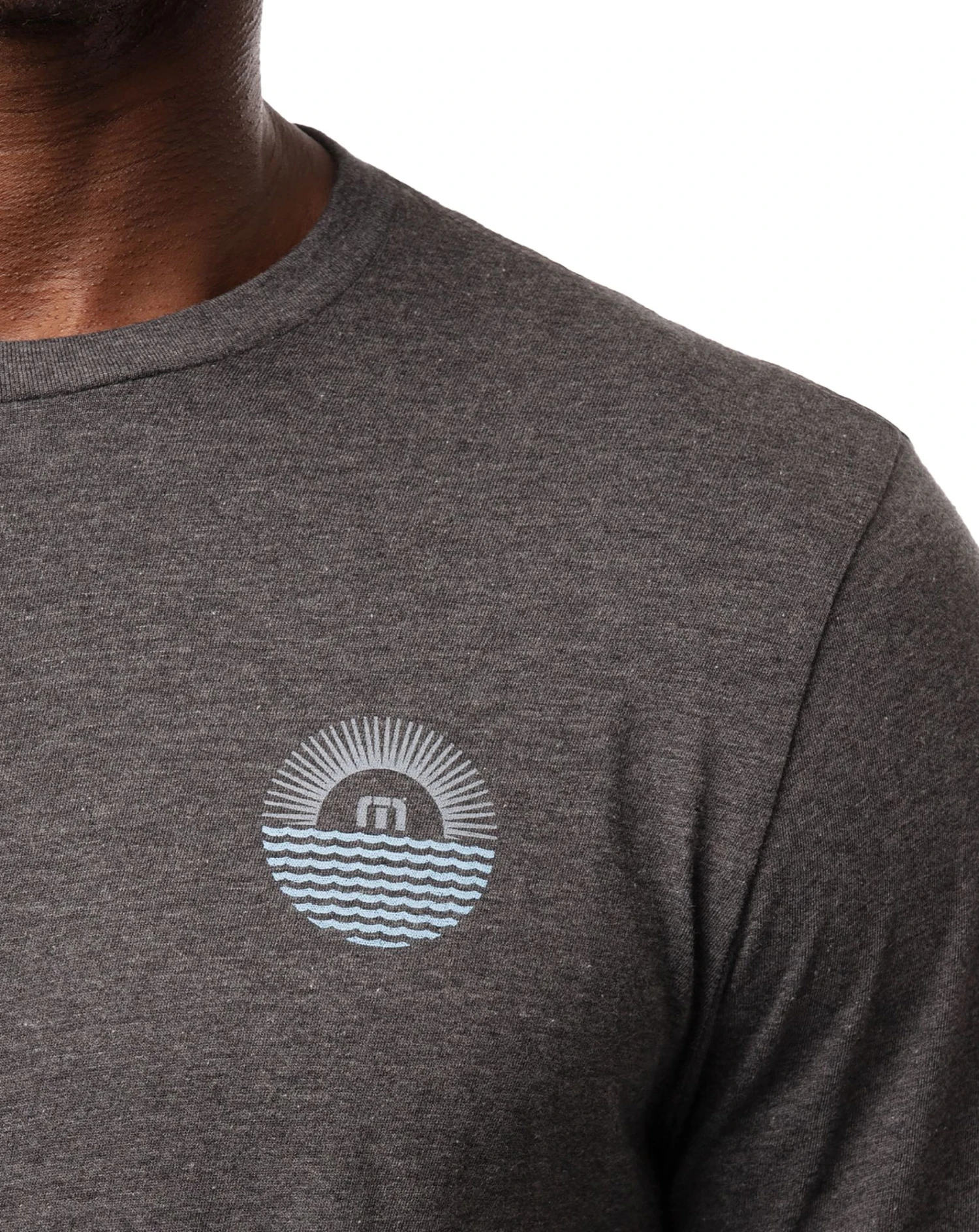 TravisMathew Men's Calm Current Long Sleeve Golf T-Shirt Heather Grey Pinstripe 6 TravisMathew Men's Calm Current Long Sleeve Golf T-Shirt Heather Grey Pinstripe - Image 4