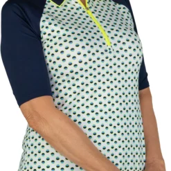 Jofit Women's Half Sleeve Tipped Collared Golf Polo Retro Dot Print