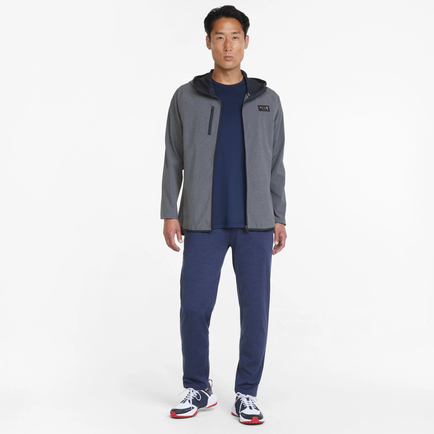 PUMA Men's PUMA X PTC Hooded Golf Jacket Navy Blazer Heather 4 PUMA Men's PUMA X PTC Hooded Golf Jacket Navy Blazer Heather - Image 2