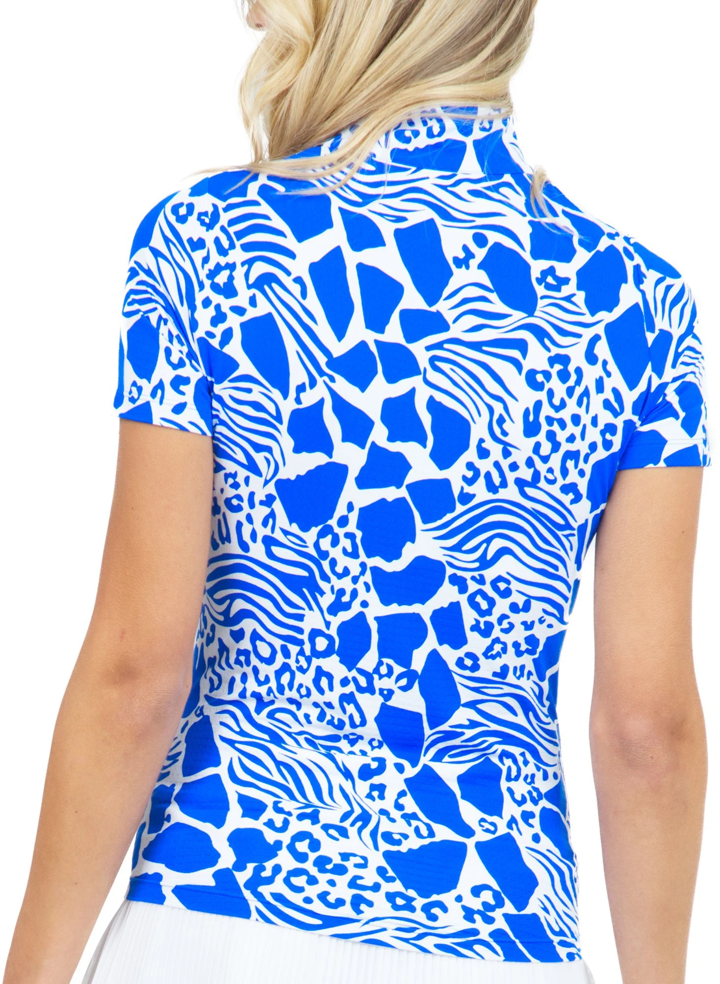 IBKUL Women's Bianca 1/4 Zip Short Sleeve Golf Sun Shirt Bianca Blue/white 4 IBKUL Women's Bianca 1/4 Zip Short Sleeve Golf Sun Shirt Bianca Blue/white - Image 2