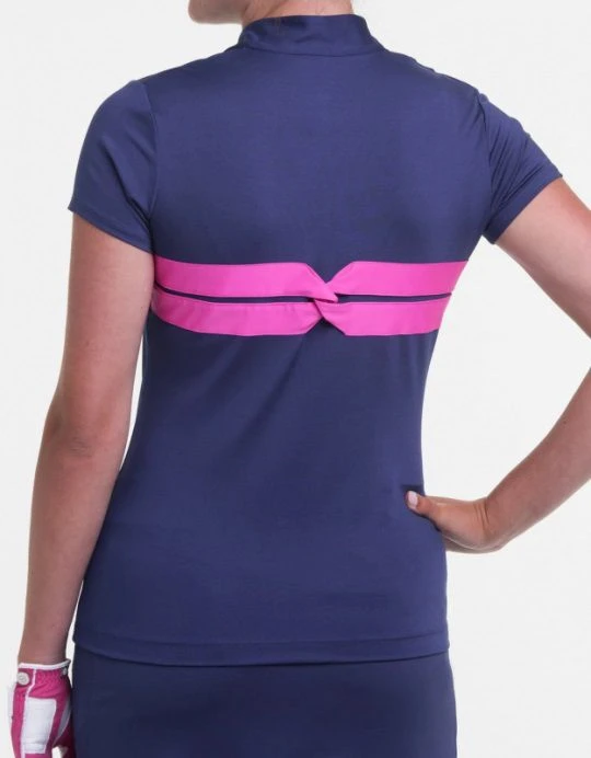 EP Pro Women's Cap Sleeve Mandarin Golf Polo Inky Multi 4 EP Pro Women's Cap Sleeve Mandarin Golf Polo Inky Multi - Image 2