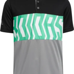 Golf Apparel Shop 12 Adidas Boys Print Block Primegreen Polo Shirt For Boys' Black/semi Screaming Grn