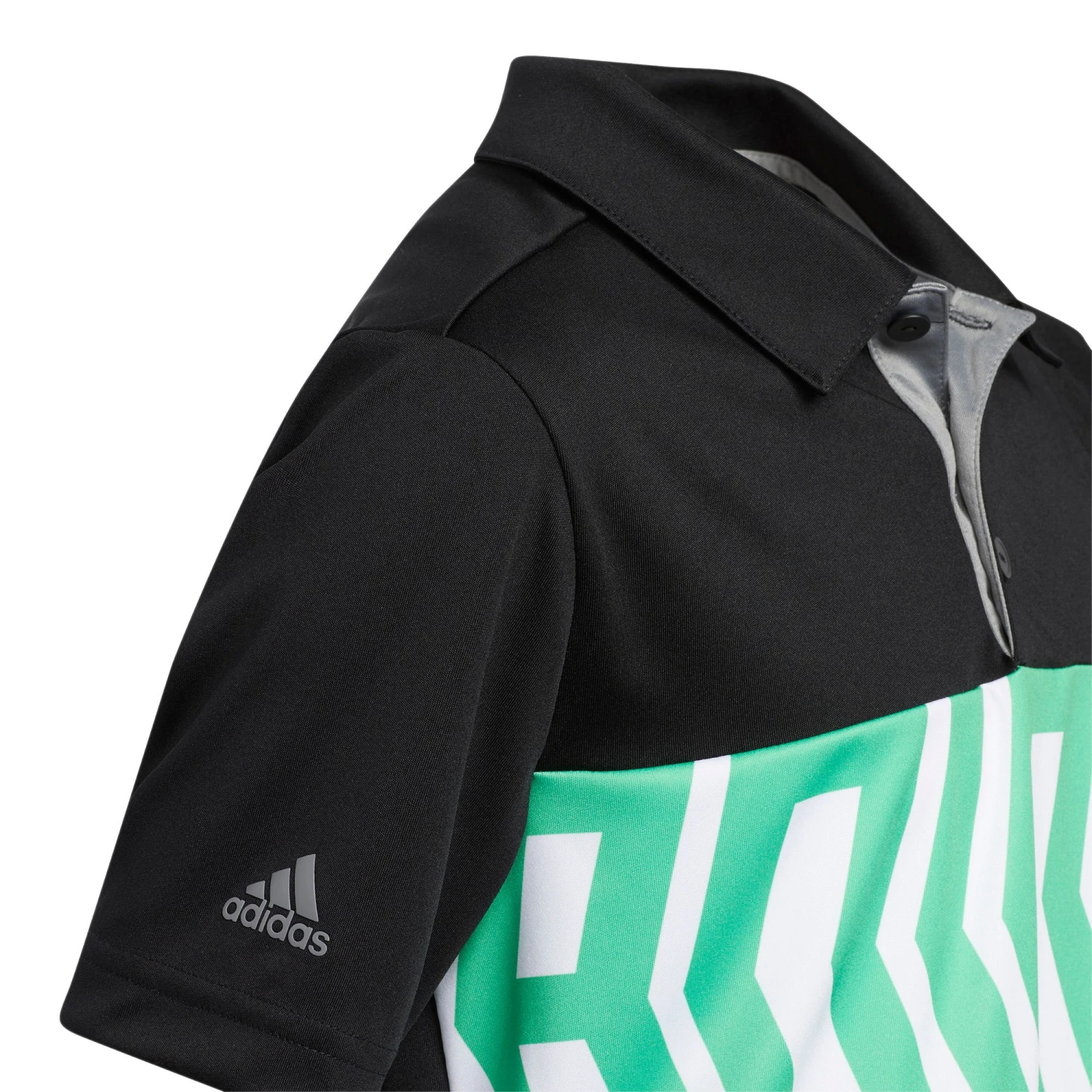 Adidas Boys Print Block Primegreen Polo Shirt For Boys' Black/semi Screaming Grn 6 Adidas Boys Print Block Primegreen Polo Shirt For Boys' Black/semi Screaming Grn - Image 4