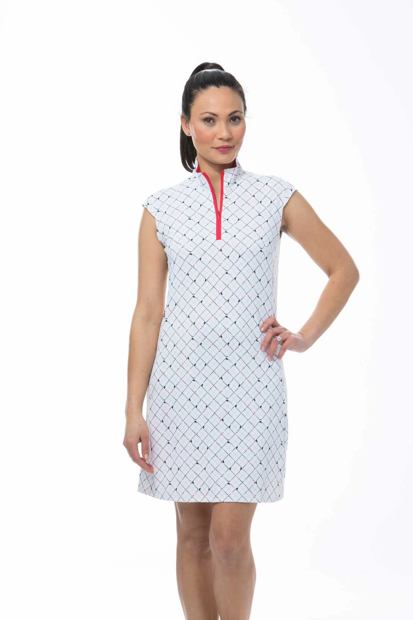 SanSoleil SolStyle Cool Sleeveless Zip Mock Dress For Women Tee Box White 2 SanSoleil SolStyle Cool Sleeveless Zip Mock Dress For Women Tee Box White