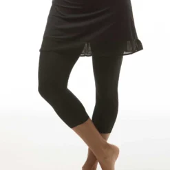 SanSoleil Women's SolCool Mesh Capri With 16'' Ruffle Skorty Black