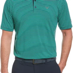 Callaway Men&#039;s Refined 3 Color Stripe Golf Polo Golf Green