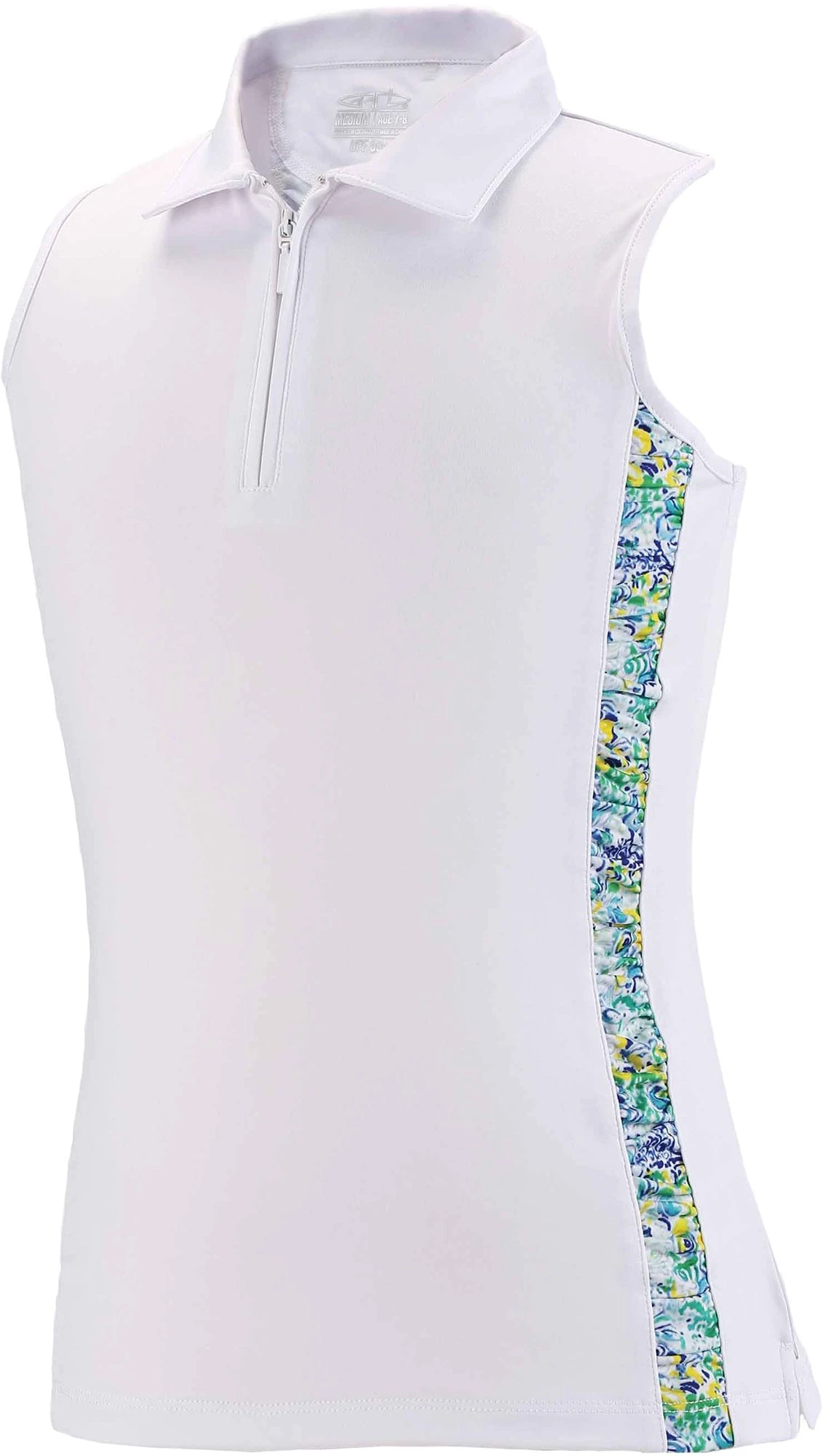 Garb Girls' Kinsley Sleeveless Golf Polo White 3 Garb Girls' Kinsley Sleeveless Golf Polo White