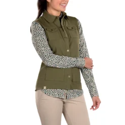 Golf Apparel Shop 25 SwingDish Women's Amari Khaki Vest Olive Green