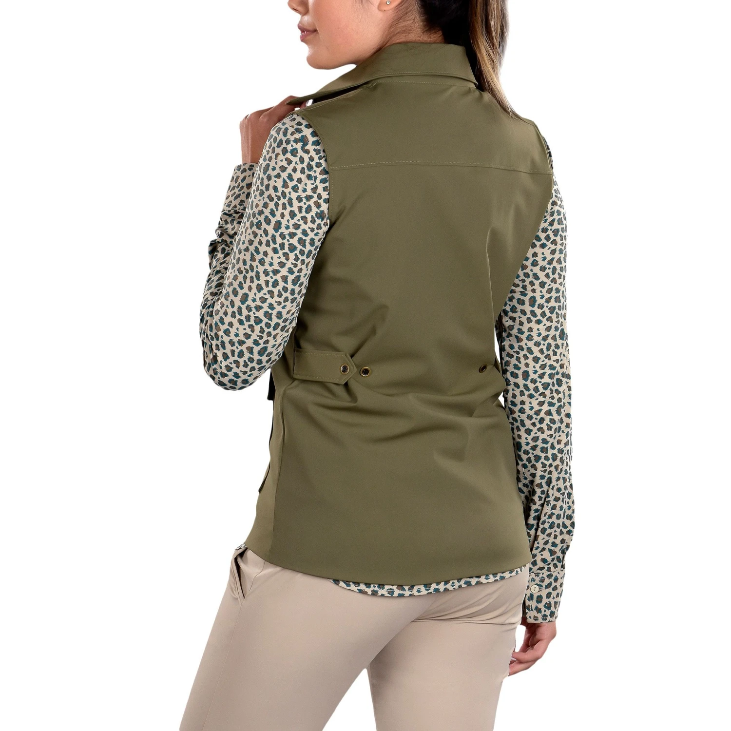 SwingDish Women's Amari Khaki Vest Olive Green 4 SwingDish Women's Amari Khaki Vest Olive Green - Image 3