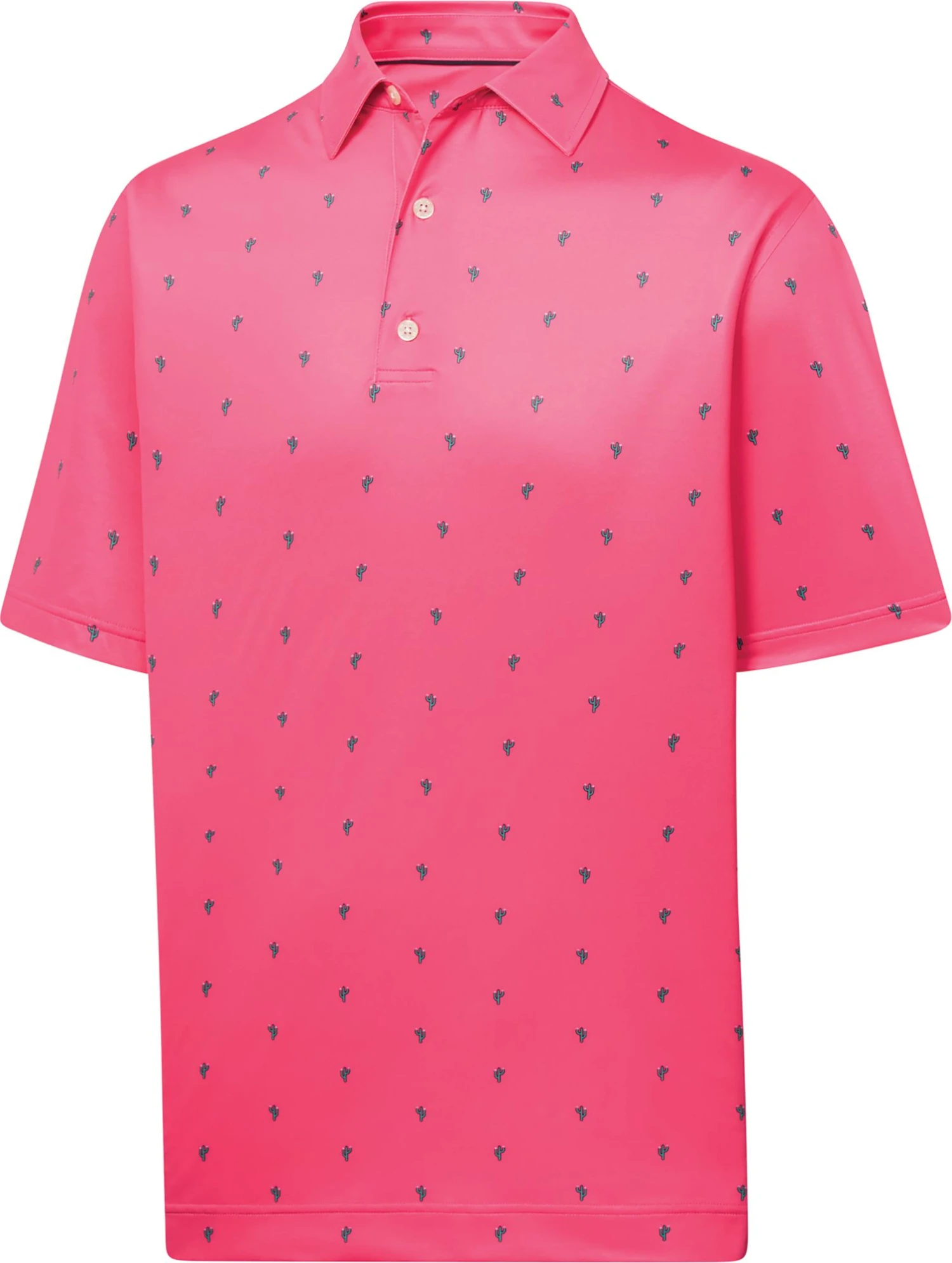 FootJoy Men's Cactus Lisle Print Golf Polo Watermelon 3 FootJoy Men's Cactus Lisle Print Golf Polo Watermelon