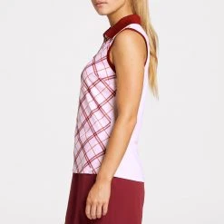 Lady Hagen Women's Clubhouse Plaid Sleeveless Golf Polo Bias Clubhouse Plaid Pink -Golf Apparel Shop unnamed file 1100
