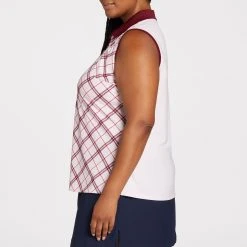 Lady Hagen Women's Clubhouse Plaid Sleeveless Golf Polo Bias Clubhouse Plaid Pink -Golf Apparel Shop unnamed file 1103
