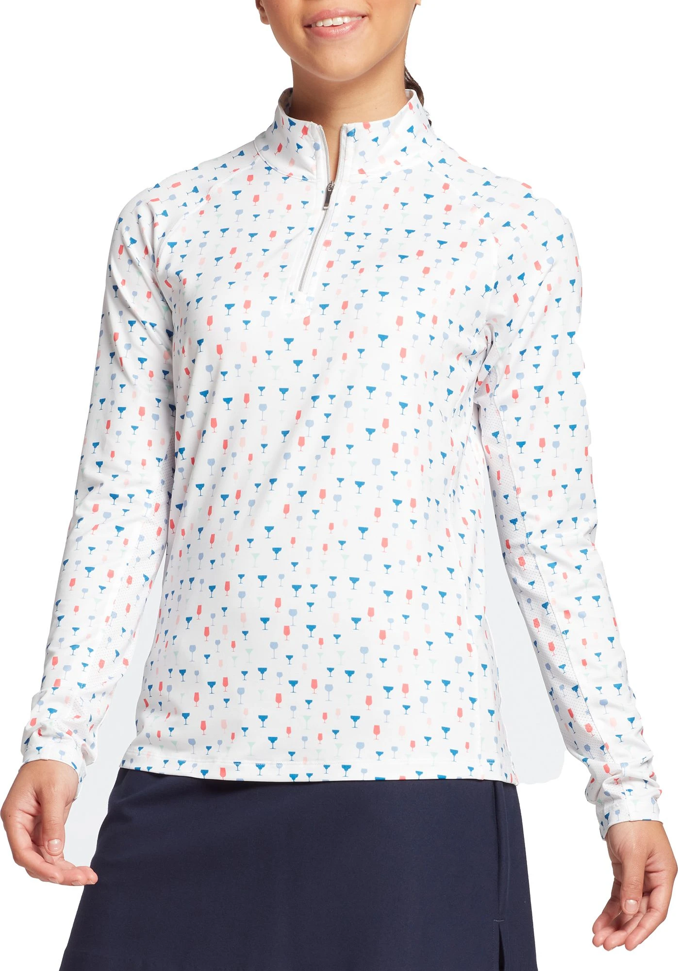 Lady Hagen Women's Printed UV 1/4 Zip Golf Pullover Golf Tee Convo Periwinkle 3 Lady Hagen Women's Printed UV 1/4 Zip Golf Pullover Golf Tee Convo Periwinkle