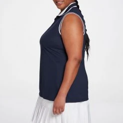 Lady Hagen Women's Pique Rib Trim Sleeveless Golf Polo White/black -Golf Apparel Shop unnamed file 1244