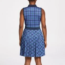 Lady Hagen Women's Pleated Sleeveless Golf Dress Clubhouse Plaid Blue -Golf Apparel Shop unnamed file 1323
