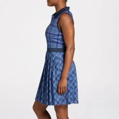 Lady Hagen Women's Pleated Sleeveless Golf Dress Clubhouse Plaid Blue -Golf Apparel Shop unnamed file 1324