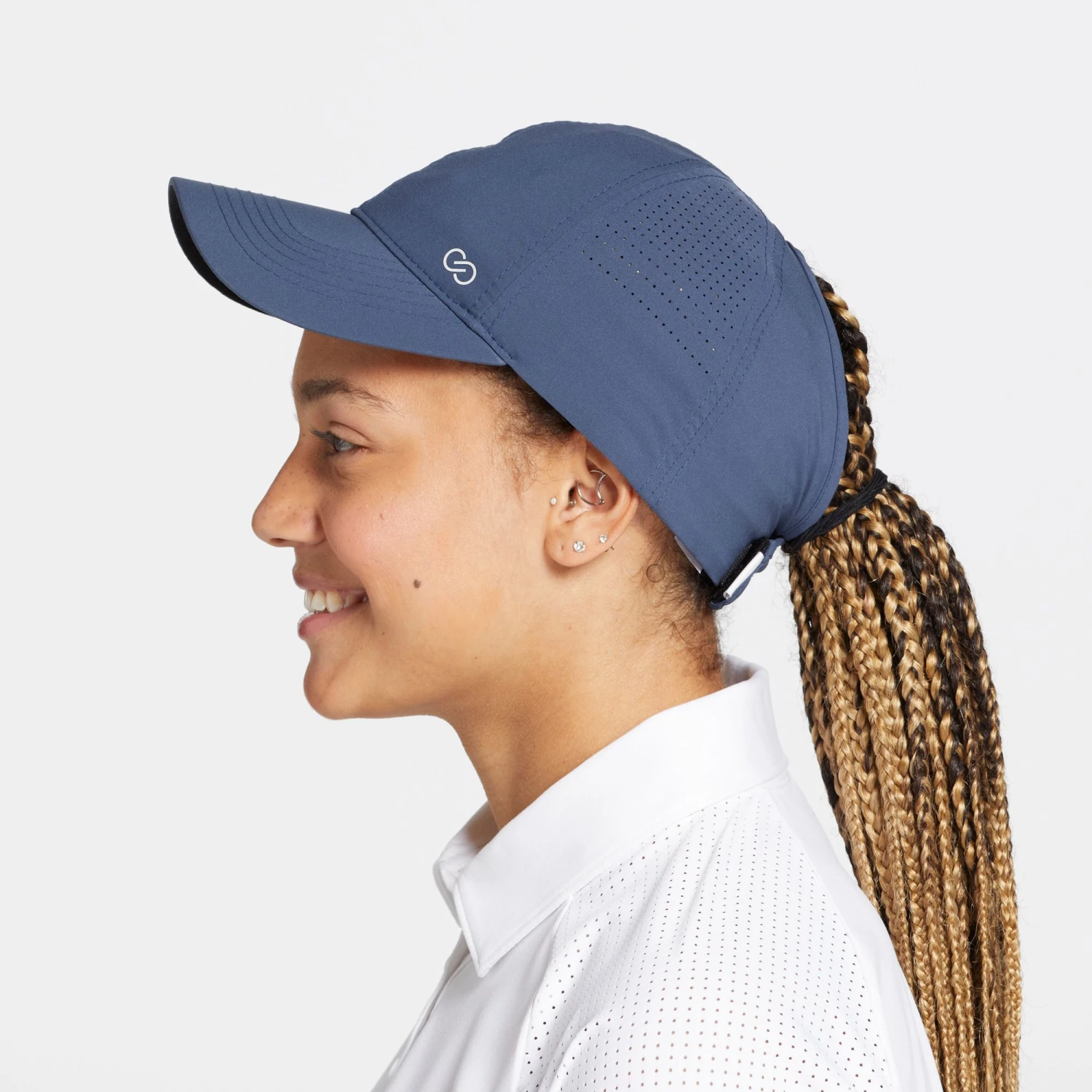 CALIA Women's Golf Perforated Ponytail Cap Slate Grey 5 CALIA Women's Golf Perforated Ponytail Cap Slate Grey - Image 3