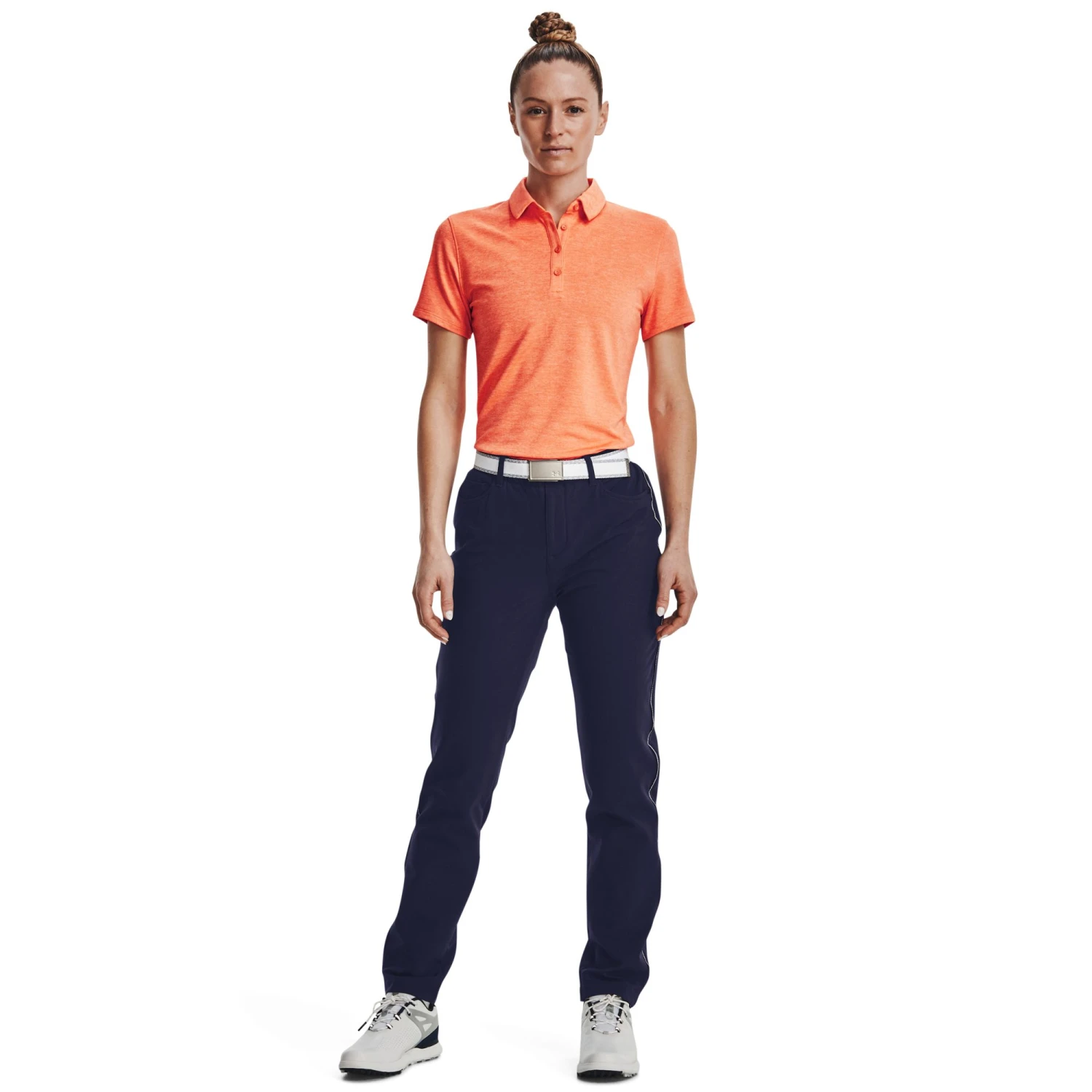 Under Armour Women's Zinger Short Sleeve Golf Polo Aftgw/suns Blvd/mtlc Slvr 4 Under Armour Women's Zinger Short Sleeve Golf Polo Aftgw/suns Blvd/mtlc Slvr - Image 2