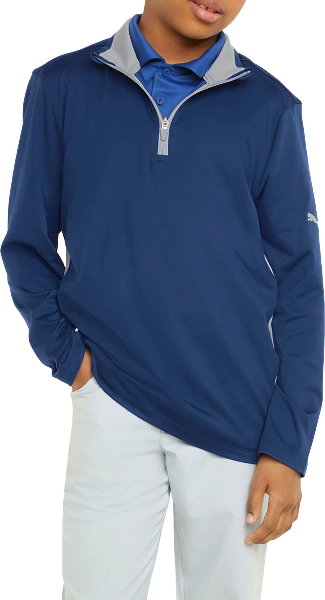 Puma Boys' Gamer 1/4 Zip Long Sleeve Golf Polo Navy Blazer/high Rise 3 Puma Boys' Gamer 1/4 Zip Long Sleeve Golf Polo Navy Blazer/high Rise