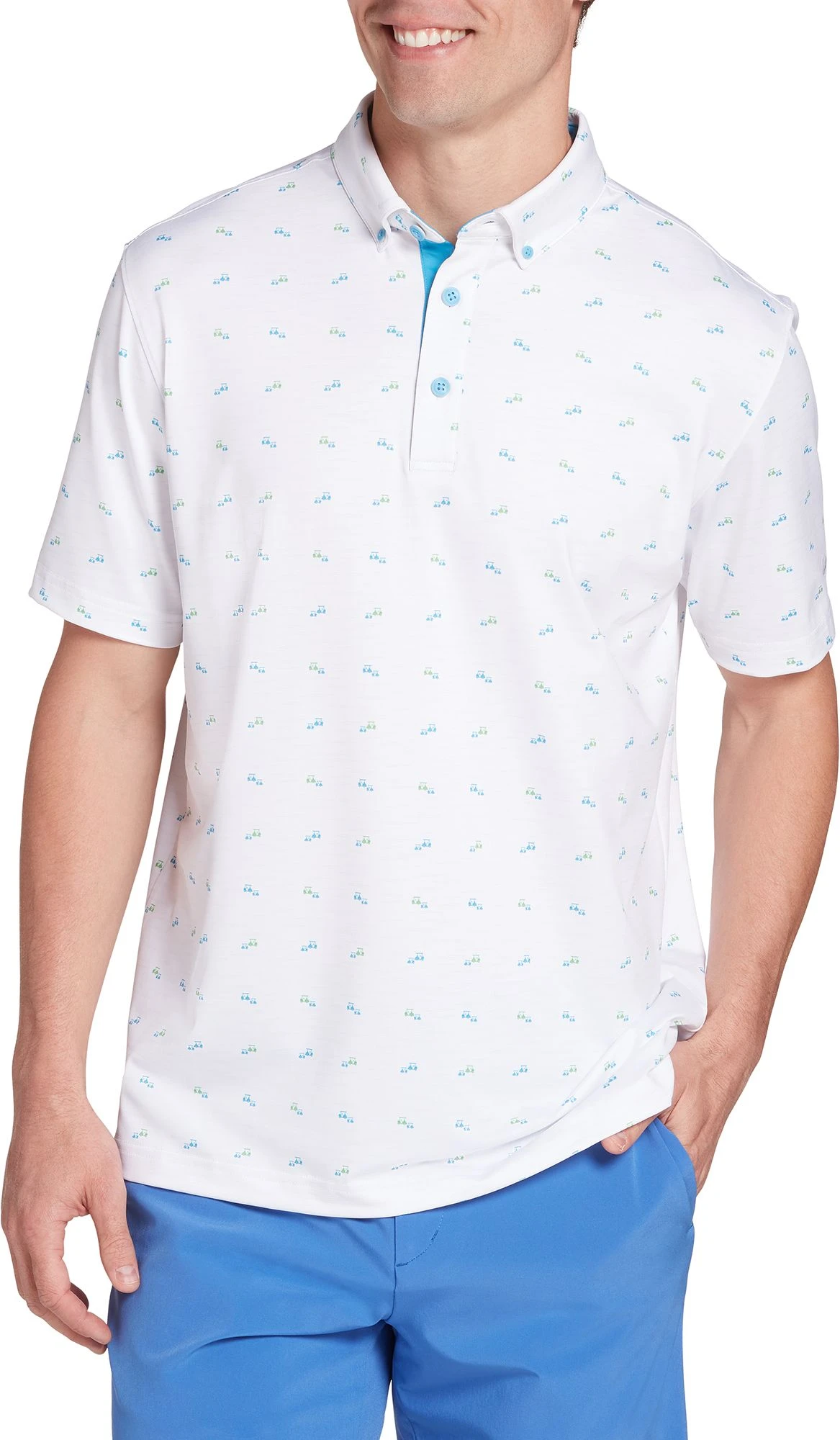 Walter Hagen Men's Perfect 11 Mini Golf Cart Golf Polo Mini Cart Crisp White 4 Walter Hagen Men's Perfect 11 Mini Golf Cart Golf Polo Mini Cart Crisp White - Image 2