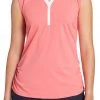 Lady Hagen Women's Side Ruching Sleeveless Golf Polo Refreshing Rose -Golf Apparel Shop unnamed file 1482