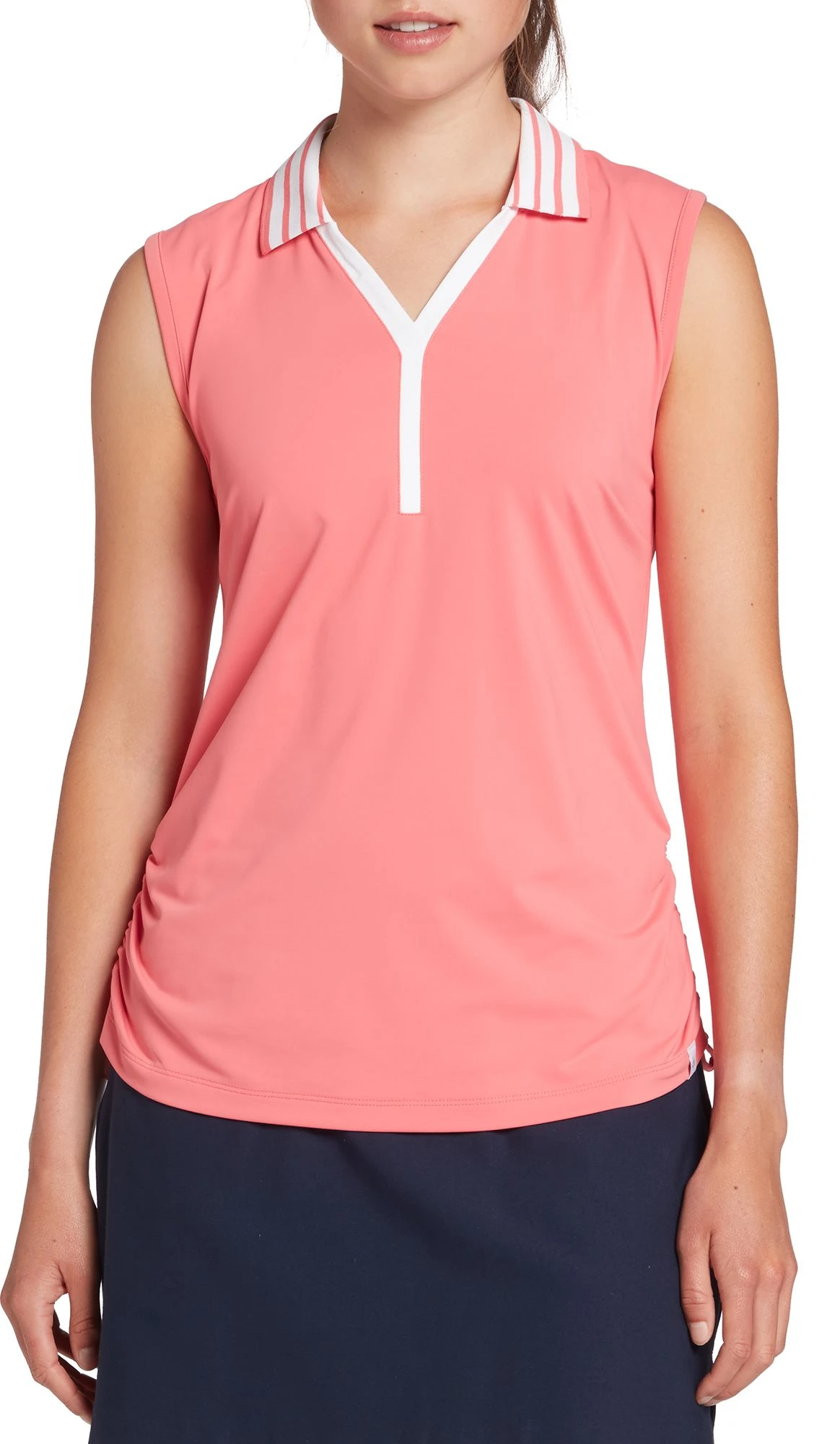 Lady Hagen Women's Side Ruching Sleeveless Golf Polo Refreshing Rose 3 Lady Hagen Women's Side Ruching Sleeveless Golf Polo Refreshing Rose