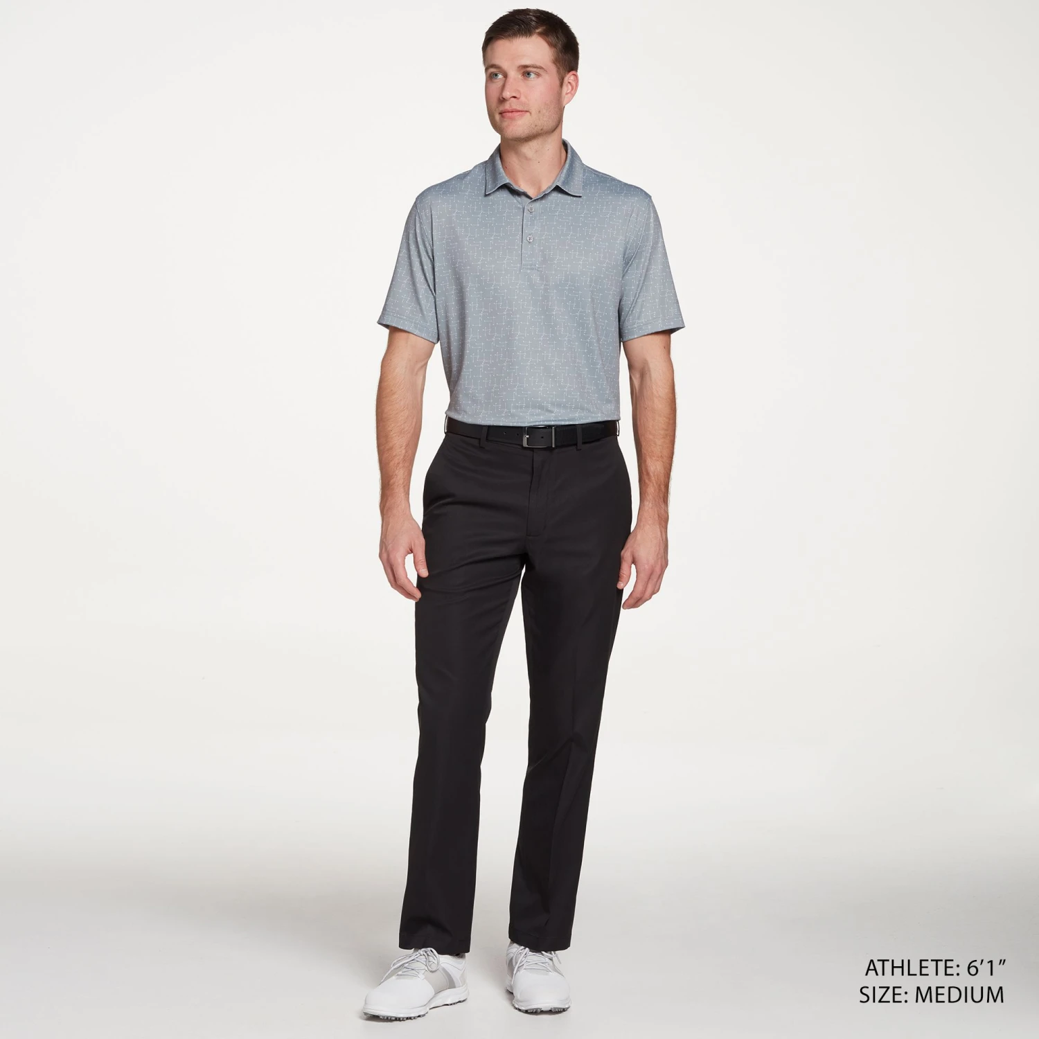 Walter Hagen Men's Perfect 11 Golf Club Grid Printed Golf Polo Golf Club Monument Grey 5 Walter Hagen Men's Perfect 11 Golf Club Grid Printed Golf Polo Golf Club Monument Grey - Image 3