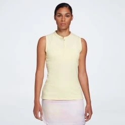 Calia Women's Golf Ribbed Sleeveless Polo Lemon Chiffon