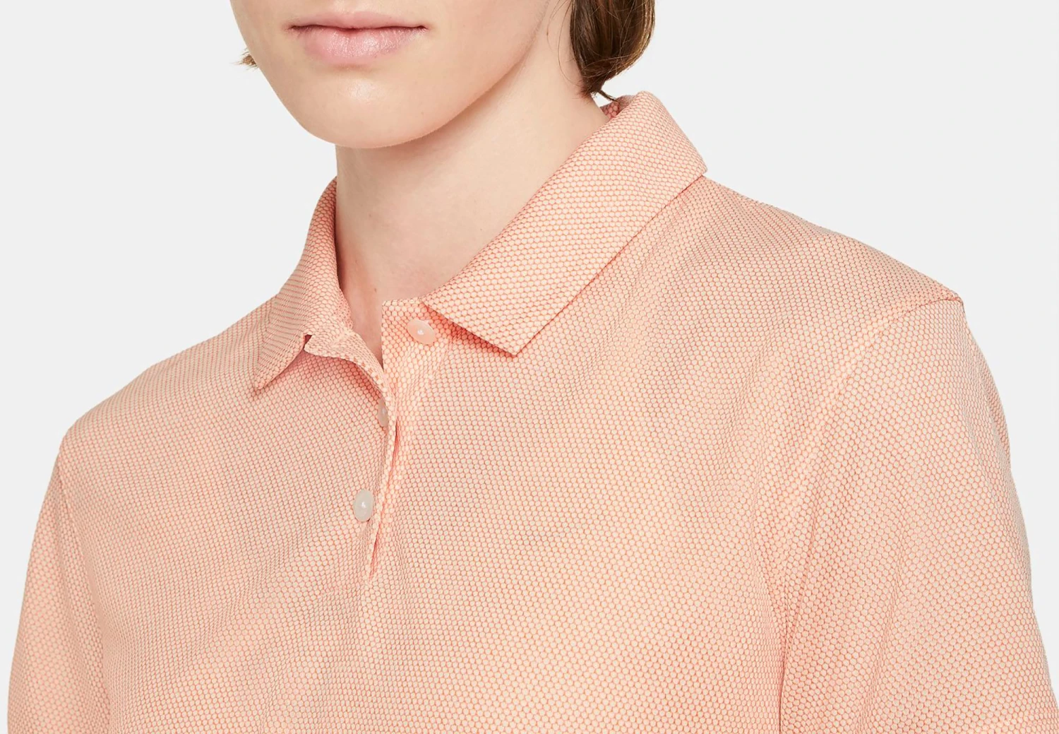 Nike Women's Dri-FIT Victory Textured Short Sleeve Golf Polo Crimson Tnt/brt Mango/wht 6 Nike Women's Dri-FIT Victory Textured Short Sleeve Golf Polo Crimson Tnt/brt Mango/wht - Image 4