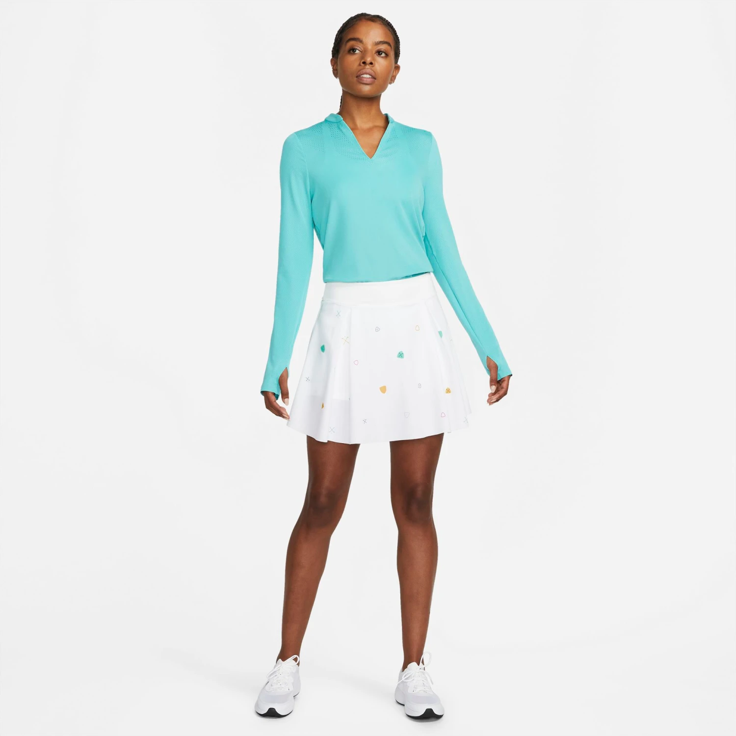 Nike Women's 17" Long Printed Golf Skirt White 4 Nike Women's 17" Long Printed Golf Skirt White - Image 2