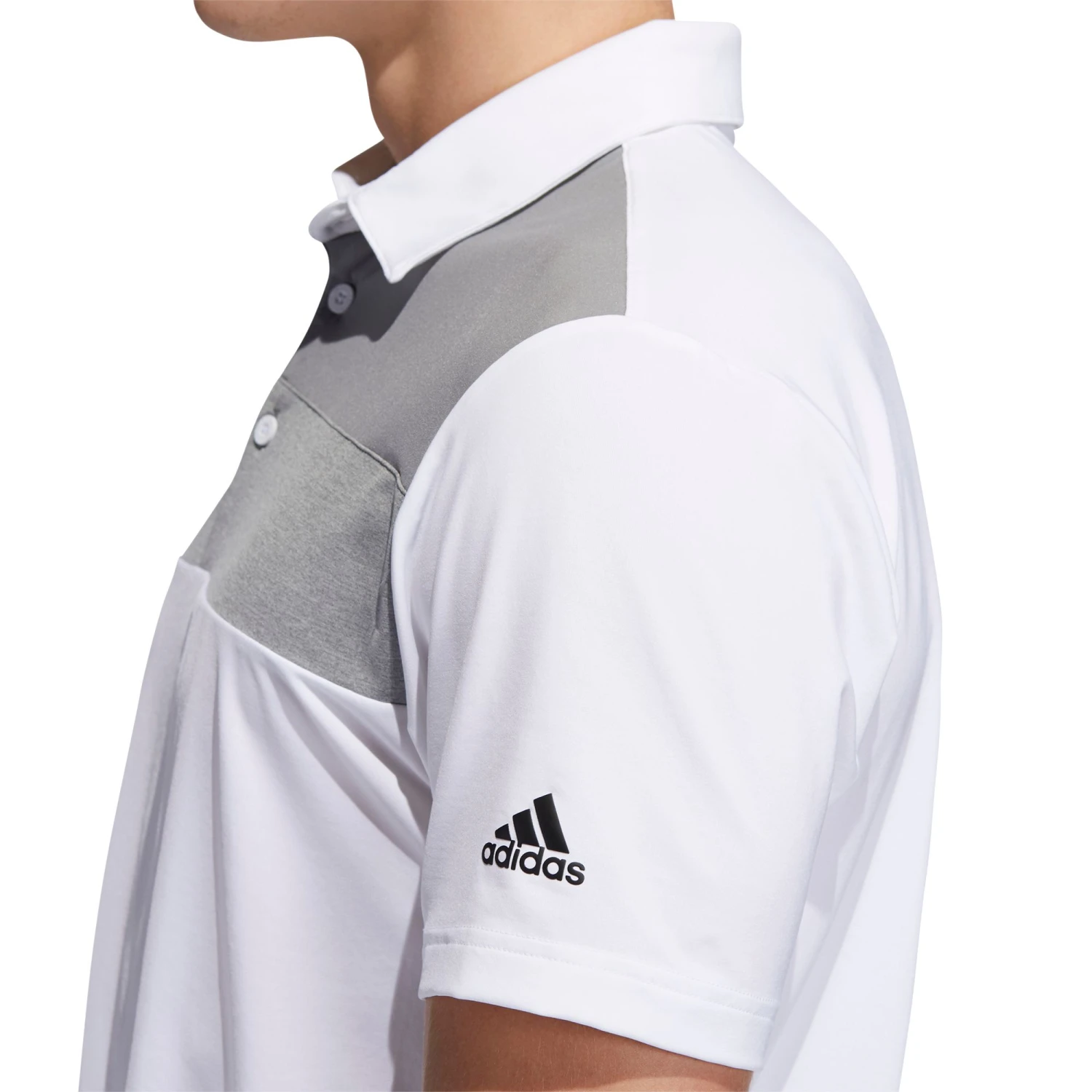Adidas Men's Novelty Colorblock Primegreen Golf Polo White 5 Adidas Men's Novelty Colorblock Primegreen Golf Polo White - Image 3