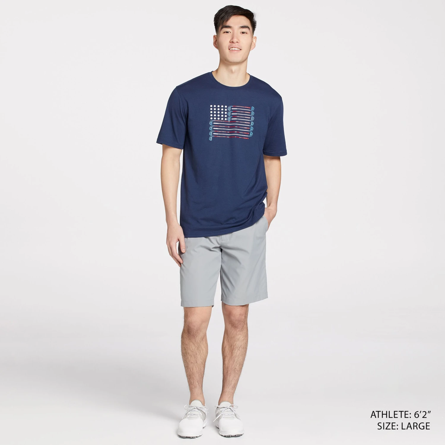 Walter Hagen Men's Perfect 11 USA Graphic Golf T-Shirt Clubs Flag Navy 4 Walter Hagen Men's Perfect 11 USA Graphic Golf T-Shirt Clubs Flag Navy - Image 2