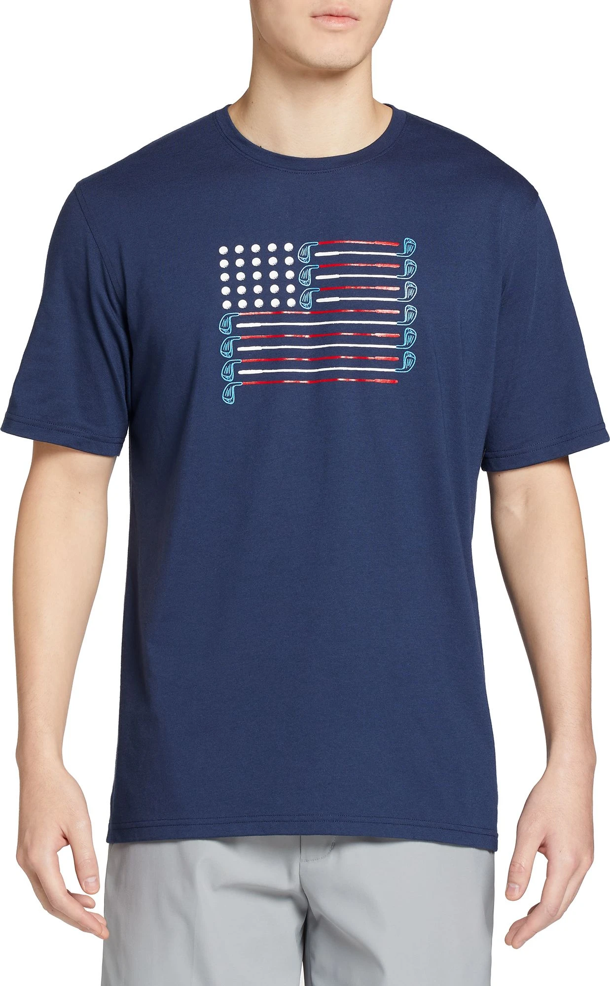 Walter Hagen Men's Perfect 11 USA Graphic Golf T-Shirt Clubs Flag Navy 5 Walter Hagen Men's Perfect 11 USA Graphic Golf T-Shirt Clubs Flag Navy - Image 3